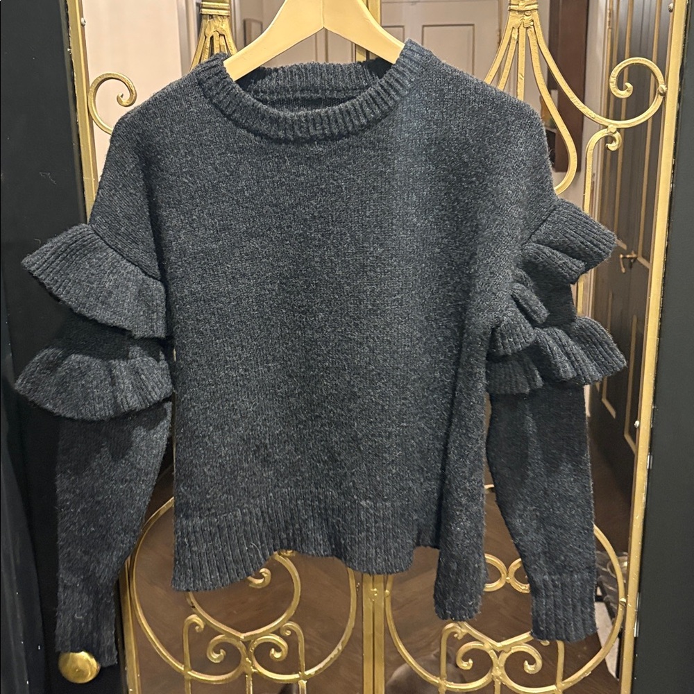 cinq a sept Charcoal Ruffle Men's Sweater